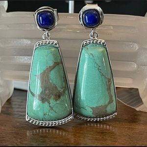 Gem Insider 1.75” #8 Mine & Lapis Drop Earrings